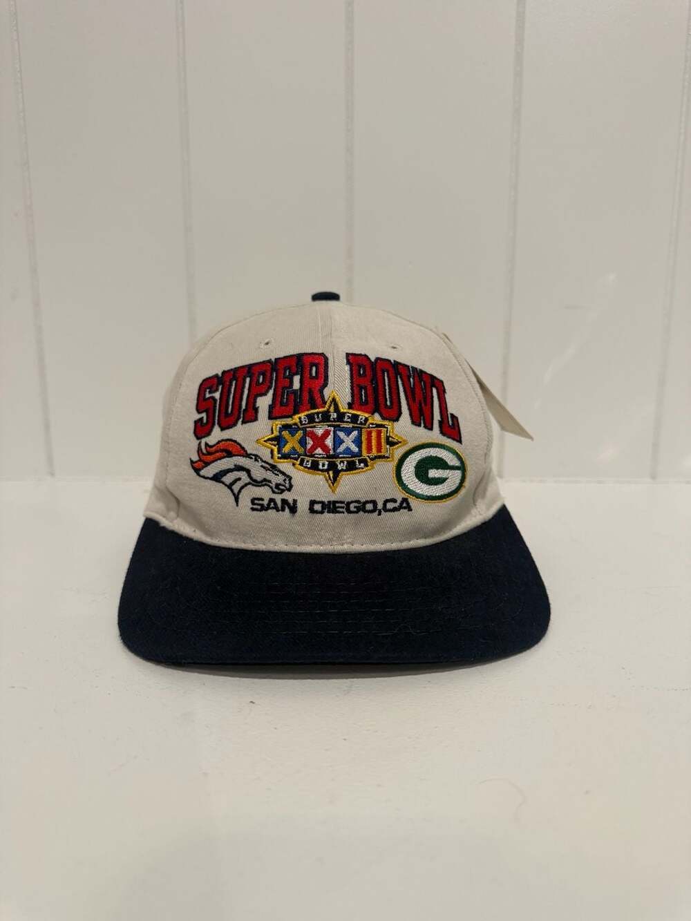 Vintage Logo 7 Super Bowl XXXII Packers vs Broncos Snapback Hat